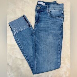 Loft womens Modern Straight folded hem,‎ raw edge jeans size 00 / 24